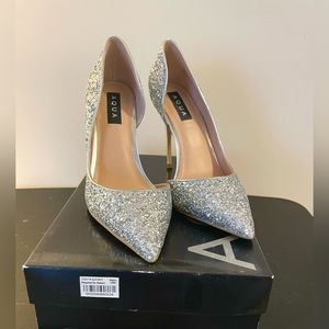 Silver glitter pumps size 10